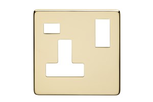 13A 1 Gang Double Pole Switched Socket Plate With Neon Polished Brass Finish