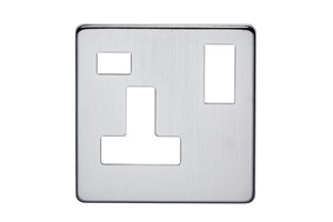13A 1 Gang Double Pole Switched Socket Plate With Neon Satin Chrome Finish