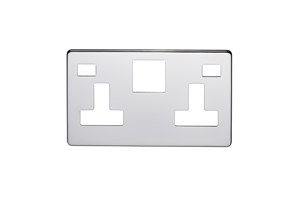 13A 2 Gang Double Pole Switched Socket Plate With Neon Highly Polished Chrome Finish