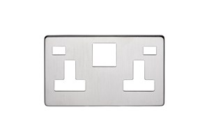 13A 2 Gang Double Pole Switched Socket Plate With Neon Satin Chrome Finish