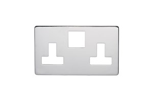13A 2 Gang Double Pole Switched Socket Plate Highly Polished Chrome Finish