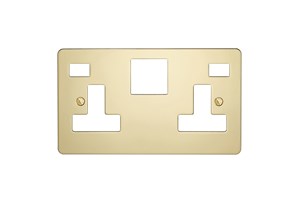 13A 2 Gang Double Pole Switched Socket Plate With Neon Polished Brass Finish