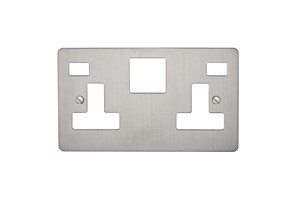 13A 2 Gang Double Pole Switched Socket Plate With Neon Stainless Steel Finish