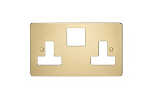 13A 2 Gang Double Pole Switched Socket Plate Polished Brass Finish