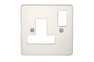 15A 1 Gang Round Pin Switched Socket Plate Polished Stainless Steel Finish