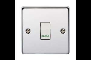 10A 1 Gang Retractive Flush Metal Plate Switch Highly Polished Chrome Finish