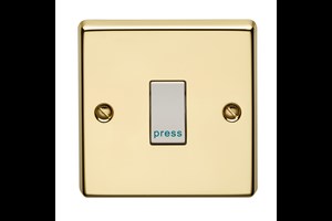 10A 1 Gang Retractive Flush Metal Plate Switch Polished Brass Finish