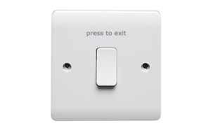 10A 1 Gang 2 Way Retractive Switch Printed 'Press To Exit'