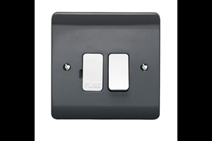 13A Double Pole Switched Fused Connection Unit All Grey With LED & White Rocker