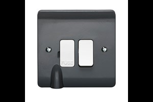 13A Double Pole Switched Fused Connection Unit All Grey With LED, Flex Outlet & White Rocker