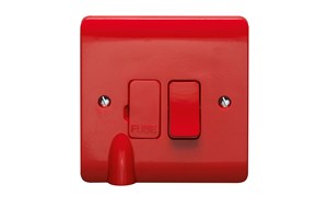 13A Double Pole Switched Fused Connection Unit All Red With LED & Flex Outlet
