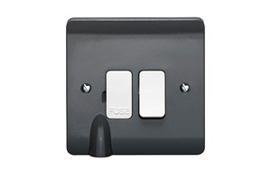 13A Double Pole Switched Fused Connection Unit All Grey With Flex Outlet & White Rocker