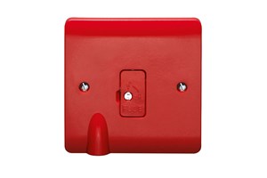 13A Unswitched Fused Connection Unit All Red With Flex Outlet & Tamperproof Screw