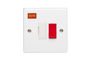 13A Double Pole Switched Fused Connection Unit With Neon With Red Rocker