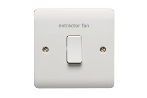 20A 1 Gang Double Pole Switch With LED Printed 'Extractor Fan'