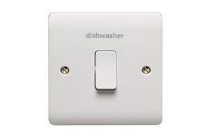 20A 1 Gang Double Pole Switch Printed 'Dishwasher'