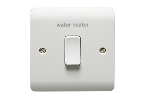 20A 1 Gang Double Pole Switch Printed 'Water Heater'