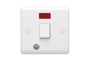 20A 1 Gang Double Pole Control Switch With Neon Indicator & Flex Outlet
