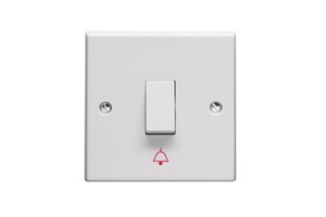10A 1 Gang 2 Way Single Pole Retractive Plate Switch Printed 'Bell Symbol'