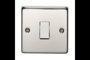 10AX 1 Gang 2 Way Flush Metal Plate Switch Polished Stainless Steel Finish