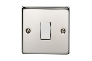 10AX 1 Gang 2 Way Flush Metal Plate Switch Polished Stainless Steel Finish