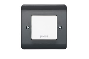 10A 1 Gang Retractive Switch Large Rockers Printed 'Press' All Grey With White Rocker 