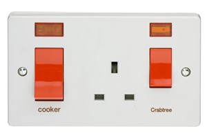 45A Double Pole Slim Cooker Control Unit With Neon Printed 'Cooker'