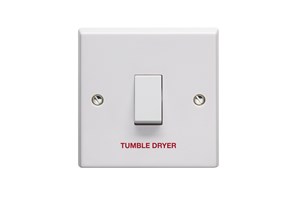 20A 1 Gang Double Pole Control Switch Printed 'Tumble Dryer'