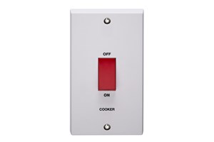 45A 2 Gang Vertical Double Pole Control Switch Printed 'Cooker'