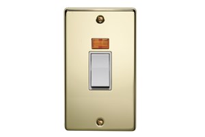 50A 2 Gang Double Pole Control Switch With Neon Polished Brass Finish