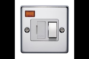 13A Double Pole Switched Fused Connection Unit With Metal Rocker With Neon Highly Polished Chrome Finish