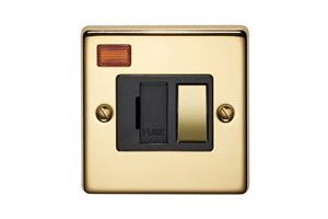 13A Double Pole Switched Fused Connection Unit With Metal Rocker With Neon Polished Brass Finish