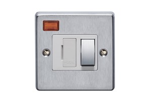 13A Double Pole Switched Fused Connection Unit With Metal Rocker With Neon Satin Chrome Finish