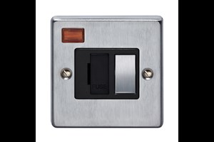 13A Double Pole Switched Fused Connection Unit With Metal Rocker With Neon Satin Chrome Finish