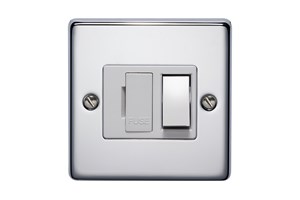 13A Double Pole Switched Fused Connection Unit With Metal Rocker Highly Polished Chrome Finish
