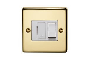 13A Double Pole Switched Fused Connection Unit Polished Brass Finish