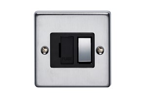 13A Double Pole Switched Fused Connection Unit With Metal Rocker Satin Chrome Finish
