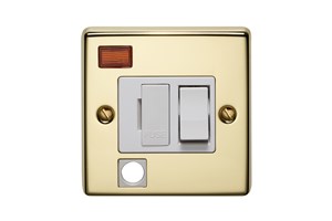 13A Double Pole Switched Fused Connection Unit With Cord Outlet And Neon Polished Brass Finish