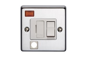 13A Double Pole Switched Fused Connection Unit With Cord Outlet And Neon Satin Chrome Finish