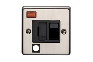 13A Double Pole Switched Fused Connection Unit With Cord Outlet And Neon Stainless Steel Finish