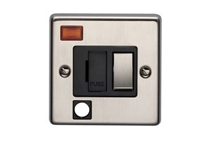 13A Double Pole Switched Fused Connection Unit With Metal Rocker, Cord Outlet And Neon Stainless Steel Finish
