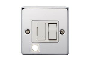 13A Double Pole Switched Fused Connection Unit With Cord Outlet Highly Polished Chrome Finish