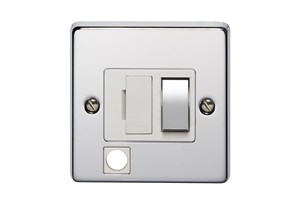 13A Double Pole Switched Fused Connection Unit With Metal Rocker And Cord Outlet Highly Polished Chrome Finish