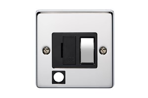 13A Double Pole Switched Fused Connection Unit With Metal Rocker And Cord Outlet Highly Polished Chrome Finish