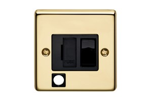 13A Double Pole Switched Fused Connection Unit With Cord Outlet Polished Brass Finish