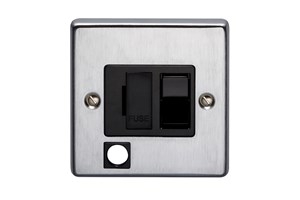 13A Double Pole Switched Fused Connection Unit With Metal Rocker And Cord Outlet Satin Chrome Finish