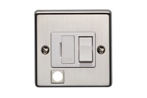 13A Double Pole Switched Fused Connection Unit With Cord Outlet Stainless Steel Finish