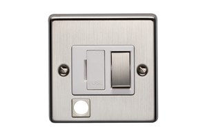 13A Double Pole Switched Fused Connection Unit With Metal Rocker And Cord Outlet Stainless Steel Finish
