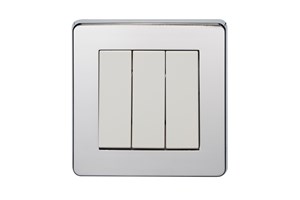 10AX 3 Gang 2 Way Wide Rocker Switch Highly Polished Chrome Finish