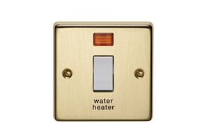 20A 1 Gang Double Pole Control Switch With Neon Printed 'Water Heater' Bronze Finish